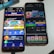 Two smartphones are displayed on a white surface, both showing gambling websites with colorful graphics, text, and various options for logging in and accessing games. The screens are bright and filled with promotional content related to casino and slot games.